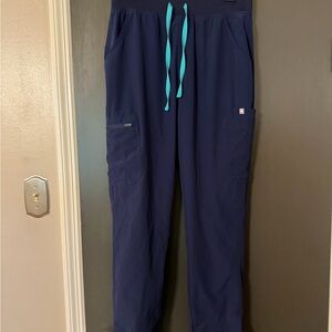 Figs Women’s Pants in Navy with Teal Drawstrings